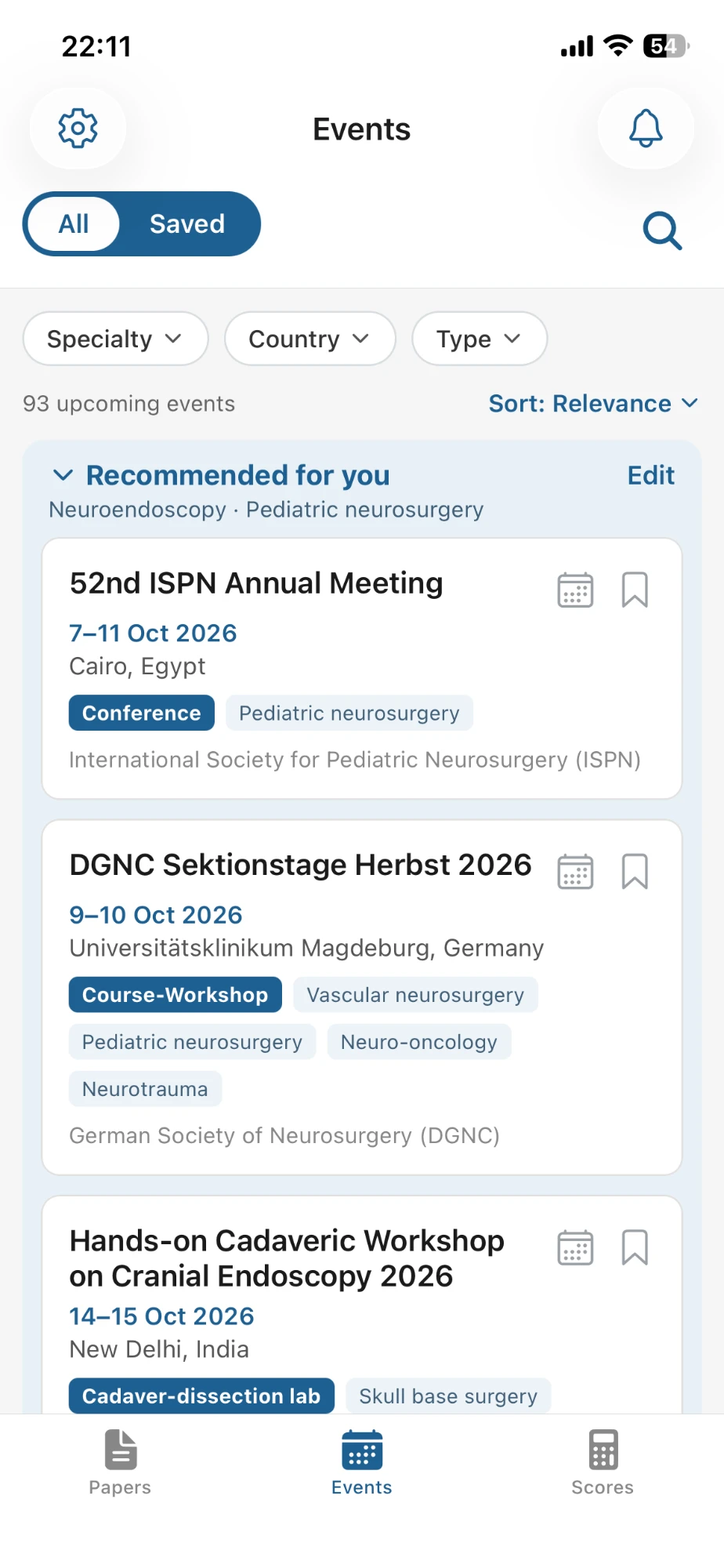 Events: recommended for you