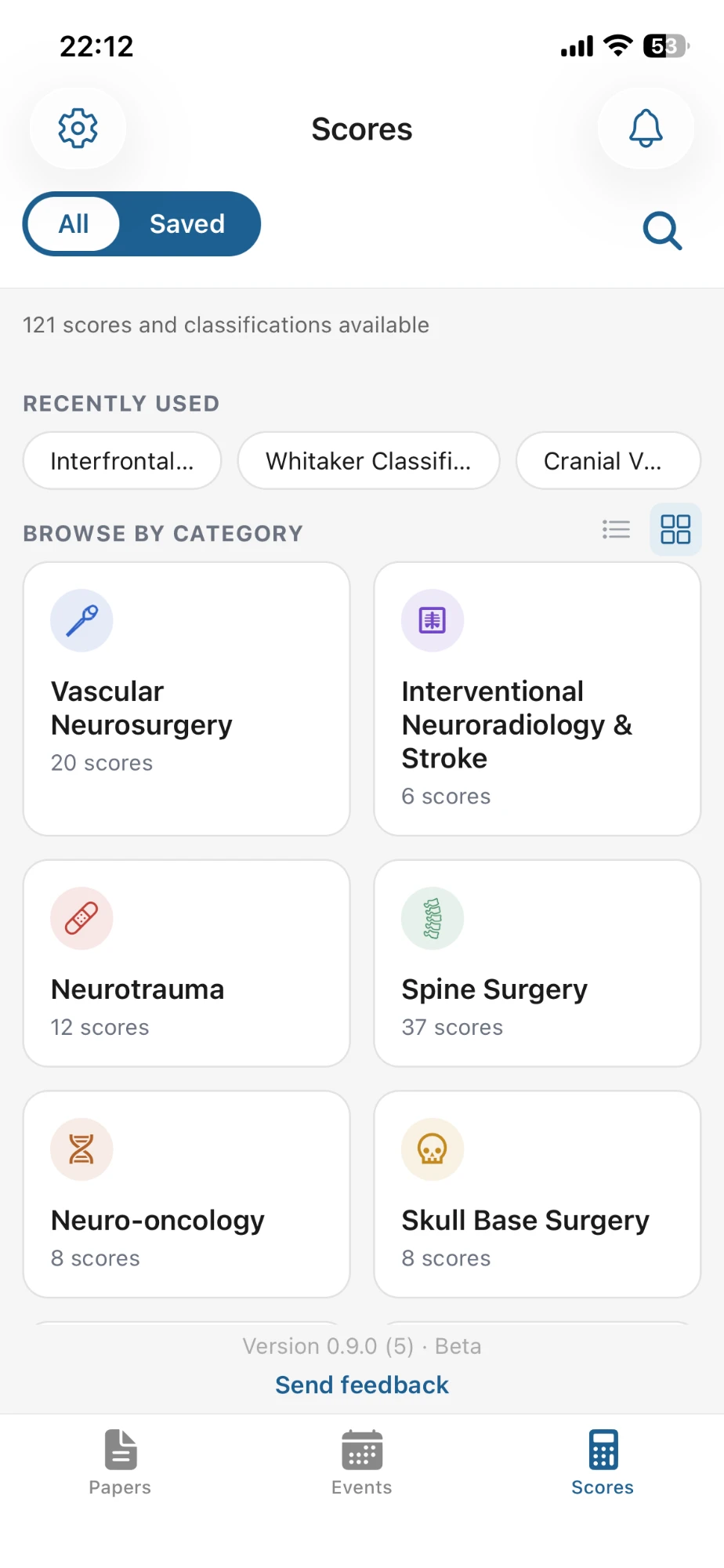 Scores: browse by category